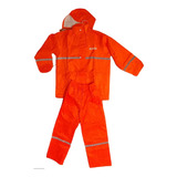 Impermeable Dos Piezas Naranja, Tiras Reflejantes