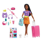 Barbie Travel- Viajera  Con Accesorios Original Mattel