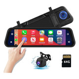 Espejo Dash Cam Inalámbrico Carplay Android Auto Espejo Retr