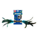 Juguete Para Gatos Johnny Stick Doble Plumas Catnip Gigwi Color Azul