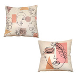 2 Fundas Almohadas Arte Abstracto Mujeres Moderno Boho Suave