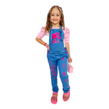 Macacão Jardineira Jeans Infantil Blogueirinha Tradicional C