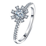 Anillo Flor Coc Plata 925 Promesa Boda Compromiso Zirconia