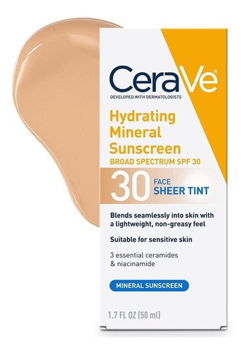 Cerave Hydrating Sunscreen Face Sheer Tint Spf 30 De 50 Ml