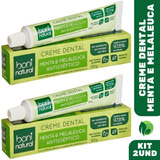 2x Creme Dental Natural Menta Melaleuca Sem Flúor 90g - Boni