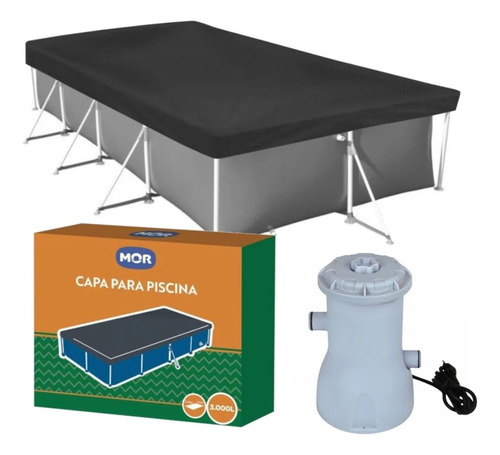 Capa Para Piscina 3000l 3,50 X 1,94 M + Filtro 2200 L/h 220v