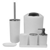 Kit Lavabo Com Bandeja Banheiro Porta Sabonete Lixeira 7pcs