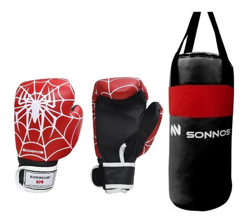 Kit Boxeo Niños Bolsa Con Relleno + Guantes Spider Sonnos  