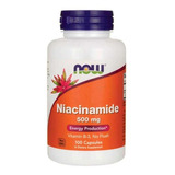 Niacinamida B3 500mg 100 Cápsulas Now Foods Sem Rubor