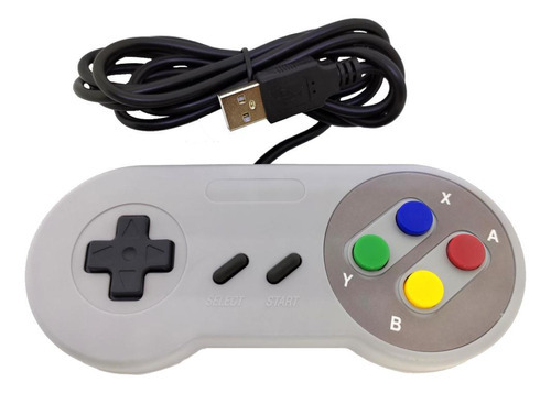 Controle Pc Notebook Snes Usb Retrô Gamepad Cor Cinza