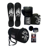 Kit Muay Thai.luva + Caneleira+ Bolsa+ Bandagem+bucal