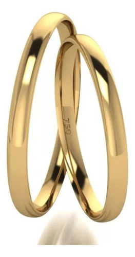 Par De Alianças Casamento Noivado Ouro 18k 2mm Abauladas 2g