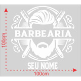 Adesivo 100x100cm Barbearia Barbeiro Bigode Salão Parede 