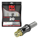 20x Conector Plug Rca Profissional Gold24k 6 Anéis Coloridos