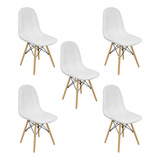 Kit 5 Cadeiras Charles Eames Botonê Eiffel Wood Estofada