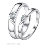 2 Anillos Promesa Plata Fina 925 Corazon Parejas Compromiso