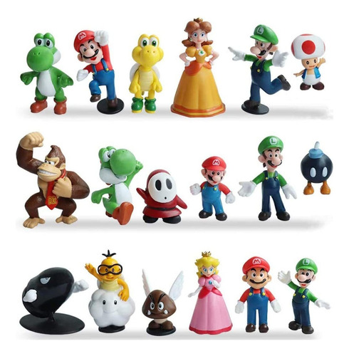 18 Peças/conjunto Com Mario Brothers Yoshi Luigi Nintendo Y