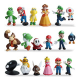 18 Peças/conjunto Com Mario Brothers Yoshi Luigi Nintendo Y