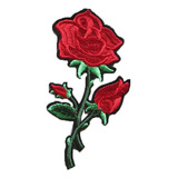 Adesivo Roupa Aplique Patch Bordado Termo Flor Rosa Vermelha