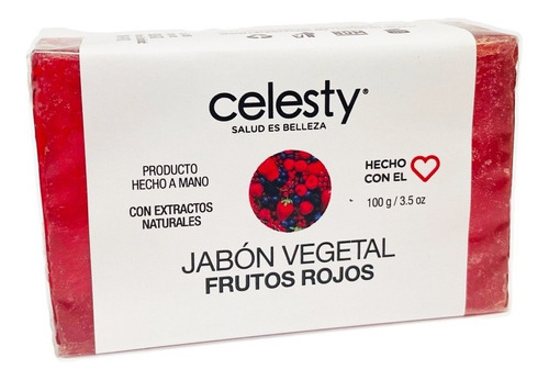 Jabón Vegetal Frutos Rojos Glicerina 100g Celesty Mayoreo
