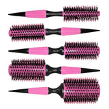 Kit 5 Escovas Profissionais Cabelo Cerdas Javali - Rosas Cor Amarelo