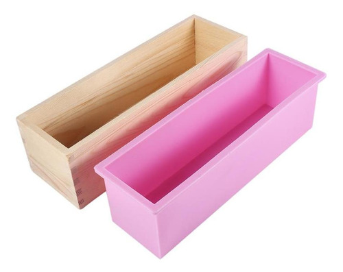 Molde Rectangular De Silicona Para Jabón, Caja De Madera, He