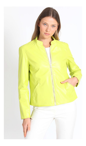 Chaqueta Efecto Cuero, Pistacho Liola