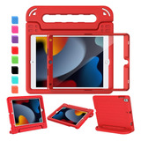 Funda iPad 10.2 Avawo 9na/8va/7ma Gen Apto P/niños Rojo