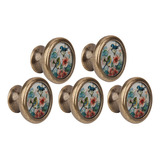 5pcs Diy Vintage Floral Brozne Perilla De Puerta Antigua