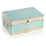 Nikky Home Caja De Recuerdos Grande De Madera Con Tapa Con . Color Azul Pálido