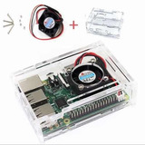 Kit Case Acrilico Com Cooler + Fonte Para Raspberry Pi 3 Pi3