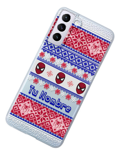 Funda Para Galaxy Spiderman Ugly Sweater Navidad Nombre