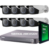 Kit Seguridad Hikvision 8 + Disco + 8 Camara 2mp Varifocal