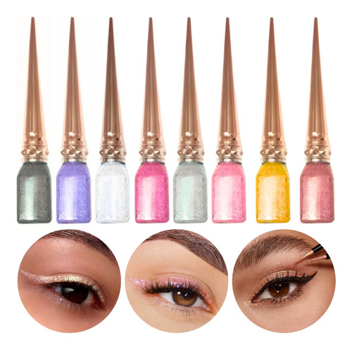 Set 5 Delineadores Glitter Larga Duracion Colores Claros Maq