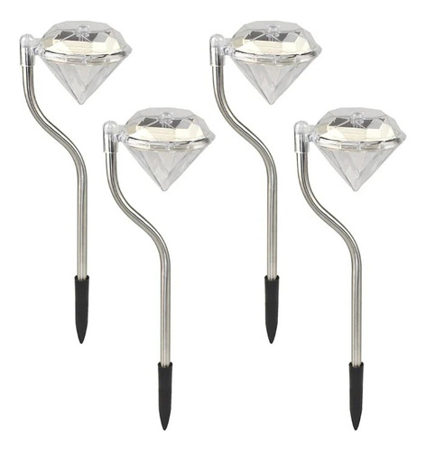 Pack 4 Estaca Cristales Diamante Solar Luz Cálida Ip65