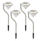 Pack 4 Estaca Cristales Diamante Solar Luz Cálida Ip65