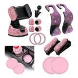 13 Pcs Accesorios Coche Brillantes Con Diamantes Mujer Rosa