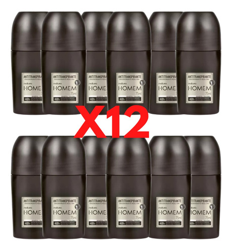 Kit Natura Desodorante Roll-on Homem Kaiak 48hs Duración X12