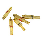 Ficha Conector Jack Rca Hembra Metalico Dorado Econ X4u Htec