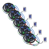 Tira De 60 Leds/m Luz Rgb 10w 5m Con Control Remoto Pack 5