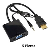 5 Piezas Cable Adaptador Convertidor Hdtv-vga+regalo Cable