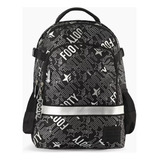 Mochila Espalda 18 Big Kids Estampas En Plateado Footy F2033 Color Negro/plata Diseño De La Tela Poliéster