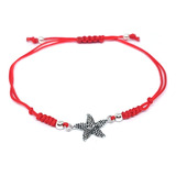 Pulsera Estrella De Mar Plata Fina 925 Envejecida Cordónrojo