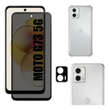 Kit Para Moto G73 5g - Película Privacidade + Capa + Câmera