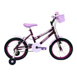 Bicicleta  De Passeio Infantil Cairu Fadinha Aro 16 Freios V-brakes Cor Roxo Com Rodas De Treinamento