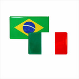 Adesivo Bandeira Brasil E Itália Resinada Ducati Fiat Carro