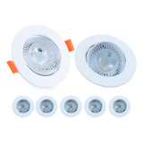 Kit 7 Spot Redondo Led 5w Direcionável Embutir Branco Frio