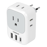 Conector Europeo Eu 2 Us+1 Usb C, Adaptador Doble