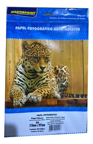 Papel Fotográfico Masterprint Adesivo 80g A4 - 20 Folhas