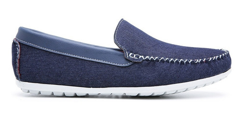 Sapato Mocassim Casual Driver Dock Side Azul Jeans Masculino